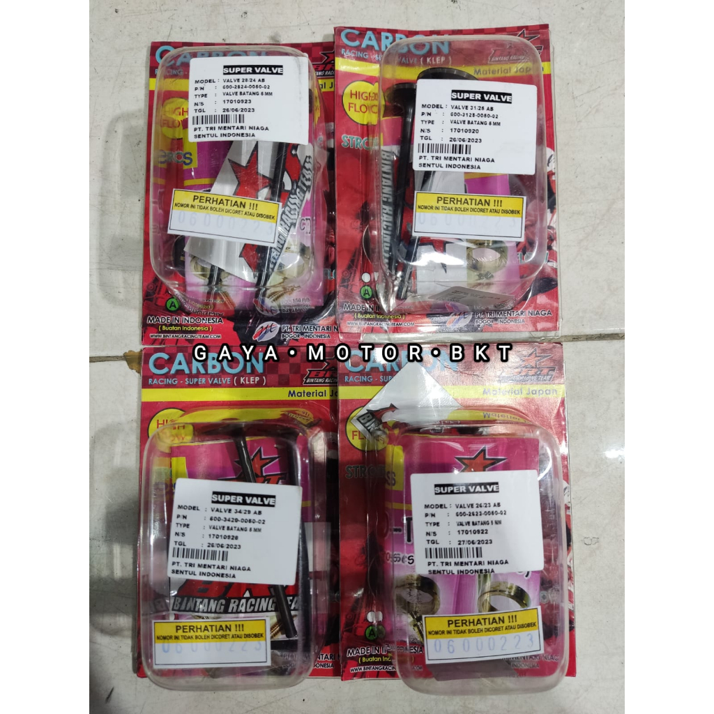 KLEP VALVE BRT CARBON AB BATANG 5 MM 26/23 31/25 34/29 28/24