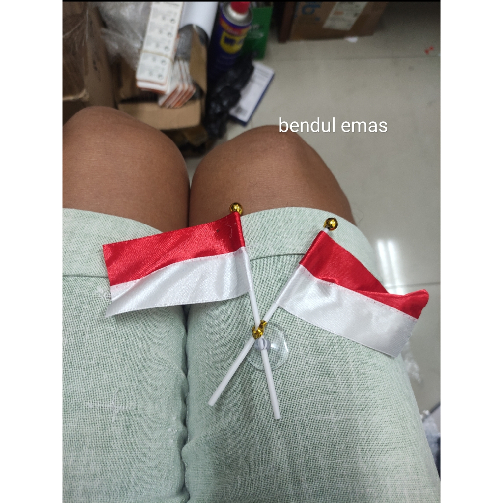 bendera mini menyilang cepotan kaca bendul emas ichwan satuan mobil motor