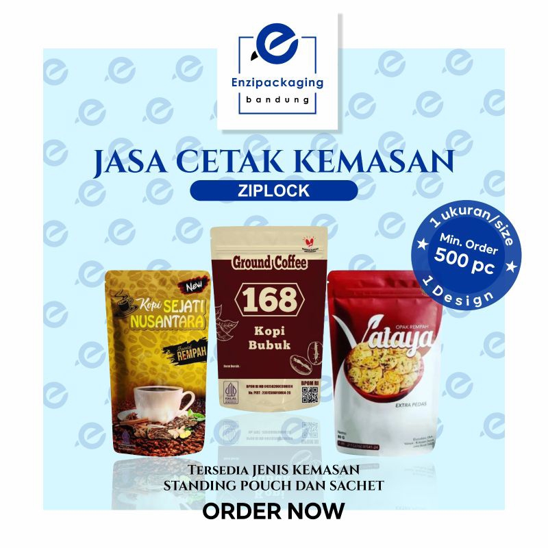 Cetak kemasan standing pouch custom Ziplock