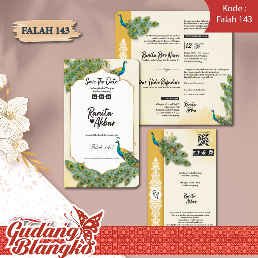 Blangko Undangan atau Kartu Undangan Pernikahan Unik Terbaru Falah 143 Harga Termurah Gratis File Setting