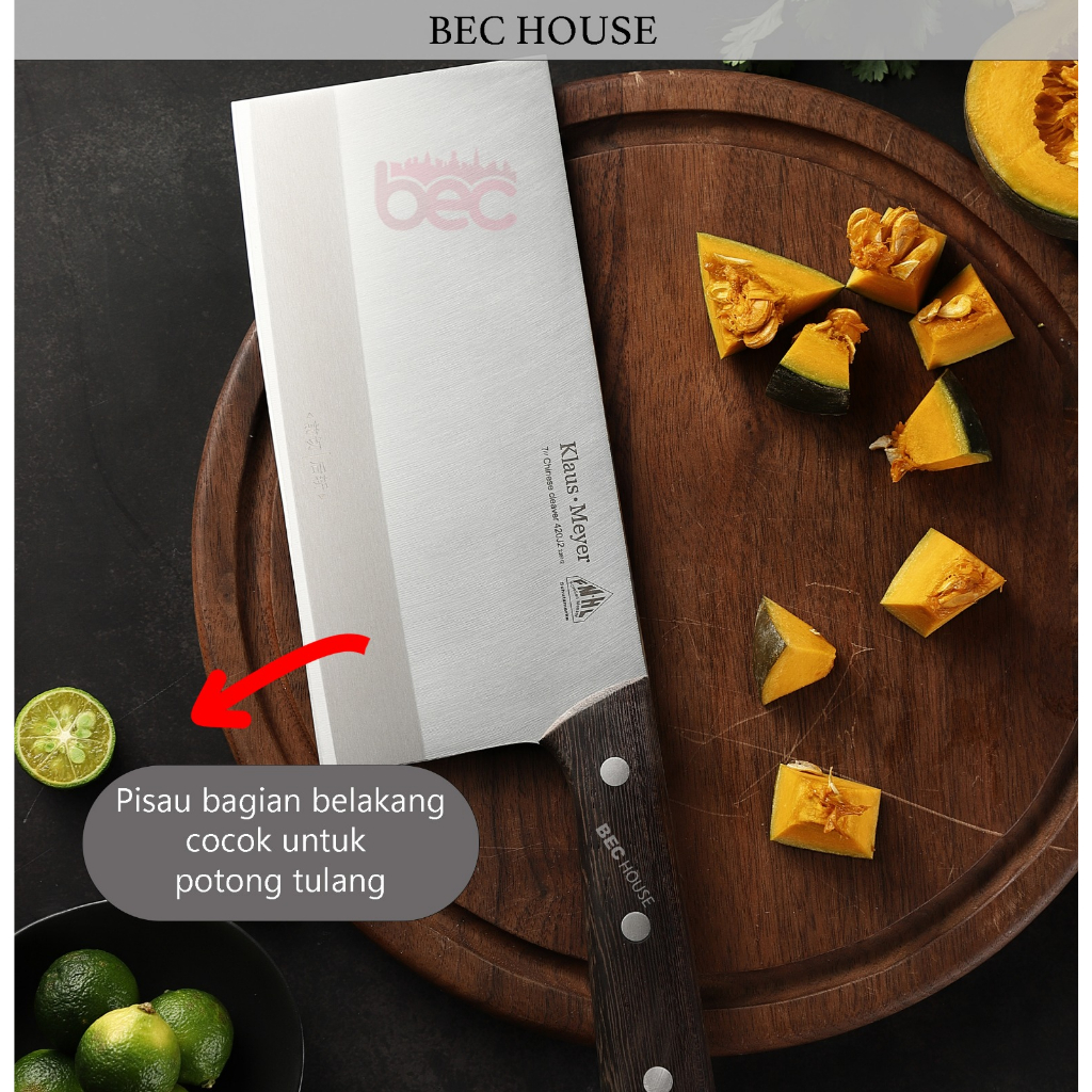 [Free-BatuAsah] Pisau Dapur Jerman Stainless Steel Multifungsi Gagang Kayu Super Tajam Chef Knife High Quality [Klaus-Meyer]