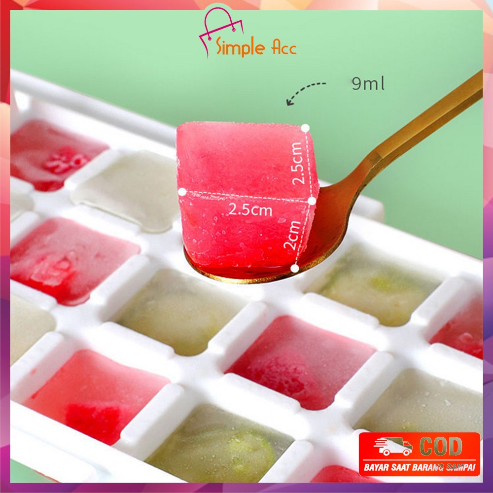 DO-C873 Cetakan Es Batu Mode Tekan Press Dengan Wadah Free Sendok Plastik / Tempat Penyimpanan Ice Cube Container Pencetak Es Batu Anti Pecah