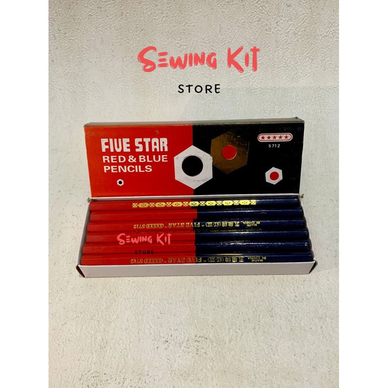 

Pensil merah biru jahit / Pensil penanda bahan besar / pensil kapus jahit / pensil pola merah biru besar FIVE STAR READY MAKASSAR