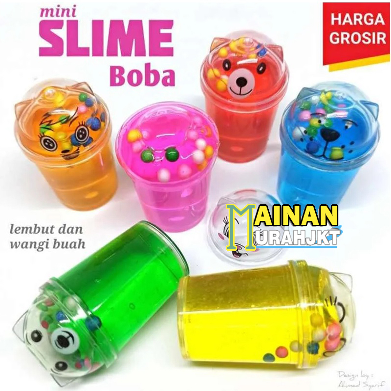 MAINAN ANAK SLIME BOBA ICE CREAM JELLY CUP MINI BOBA SLIME