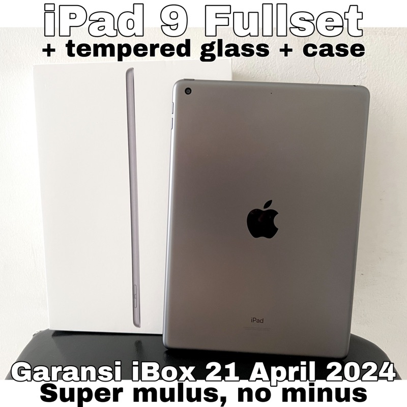 Fullset Apple iPad Gen 9 Garansi iBox 2024 baru 1 bulan dipakai 64GB silver Wifi tablet tab iphone 12 11 13 14 pro max promax air pro 2 3 4 5 6 7 8 9th generation 10 murah like new second preloved bnib inter second preloved prelove
