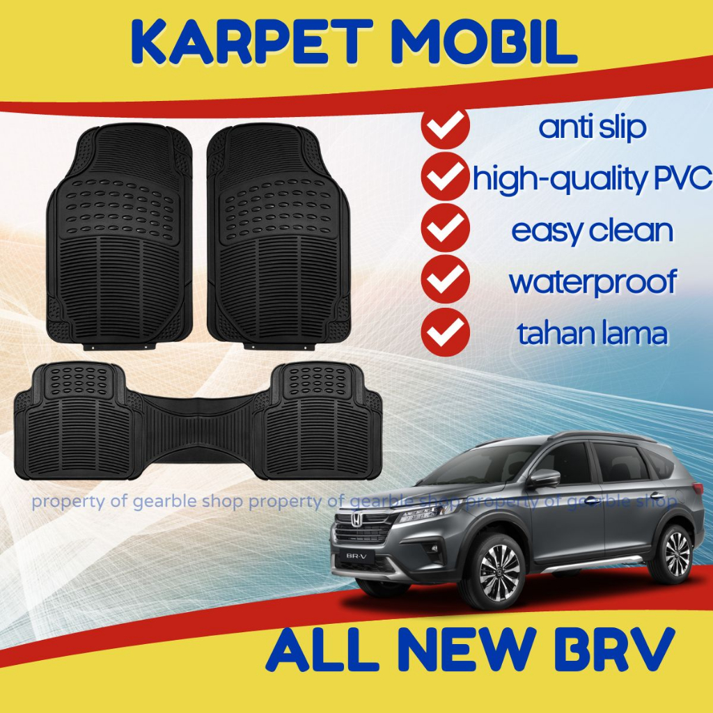 Karpet Mobil Honda All New BRV Alas Lantai Dasar Car Mats Karet PVC Honda BRV Simple Anti Air