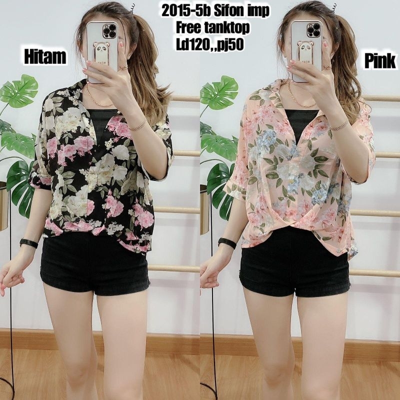 Kemeja Sifon Bunga + Iner Import 20155
