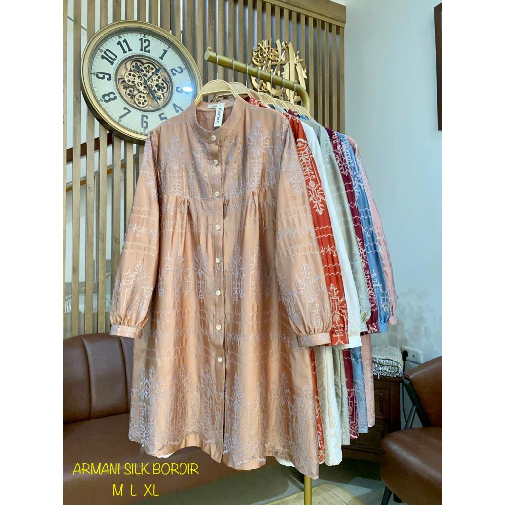 Tunik kemeja wanita terbaru katun armani silk bordir premium brand kamari