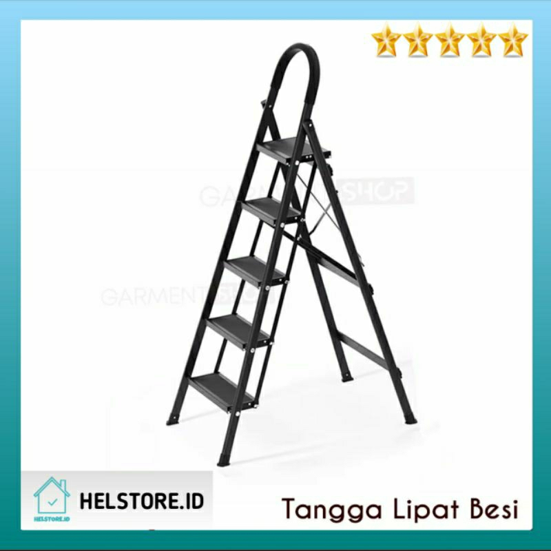 TANGGA LIPAT BESI 5 TINGKAT / Tangga Besi Dengan Pegangan Lipat Kebutuhan Rumah Tangga