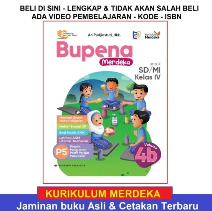 ORI harga satuan buku teks BUPENA kurikulum merdeka untuk SD/mi kelas 4 edisi terbaru penerbit Erlangga