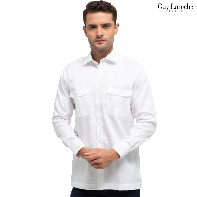 Kemeja Guy Laroche Lengan Panjang Double Pocket Whiten Dust
