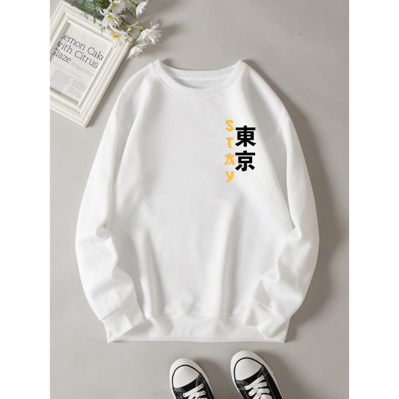 Baju sweater pria sweatshirt lengan panjang bahan fleece stay cina