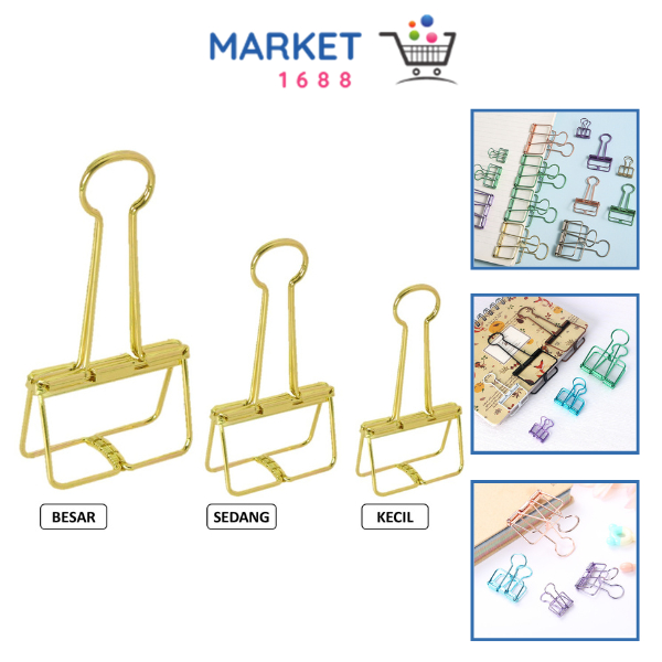

Market1688 Paper Clip Besi Warna-Warni Klip Penjepit Buku Bahan Metal Penjepit Kertas Binder Clips Large Medium Small Office Study