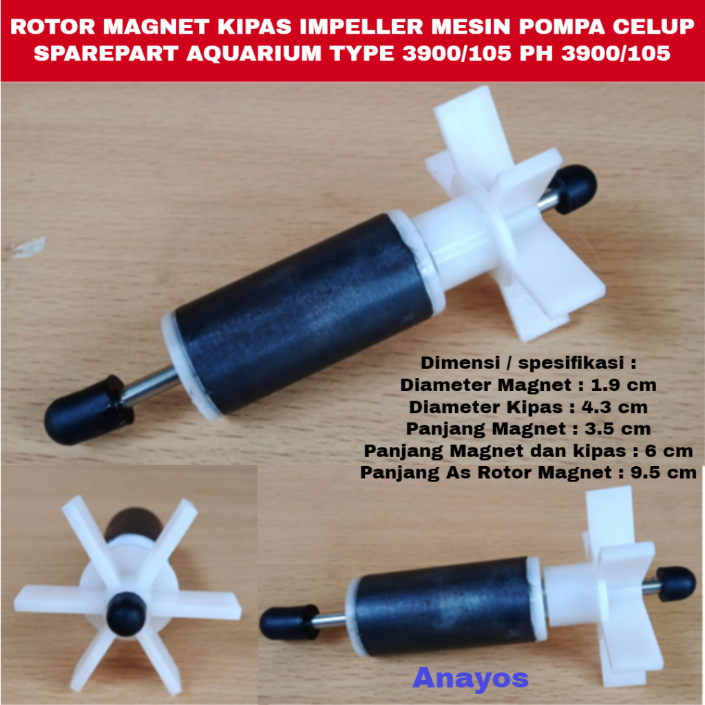 Rotor Magnet Kipas Impeller Sparepart Mesin Pompa Celup Aquarium PH 3900/105