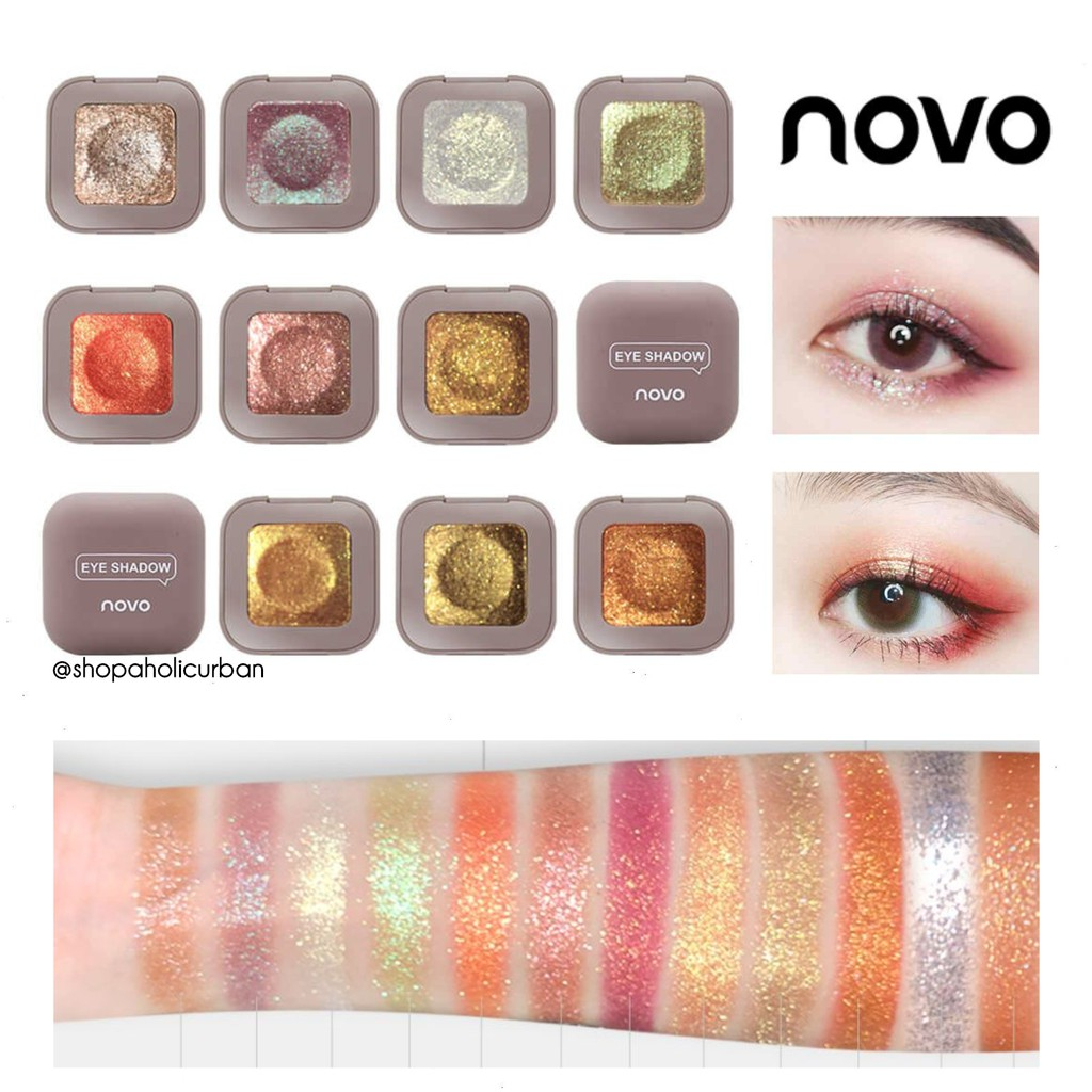 NOVO Glitter Eyeshadow Make up Shimmer Eyeshadow Pallette Waterproof ORIGINAL Novo Eyeshadow