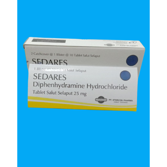 SEDARES 25MG TABLET PER BOX ISI 2 STRIP (DIPHENHYDRAMINE HCl)