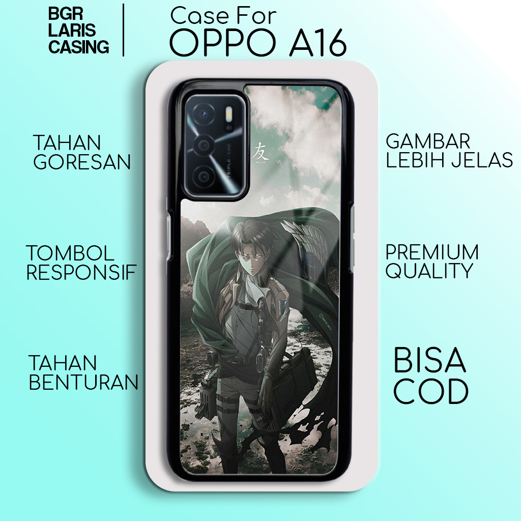 Case Oppo A16 [ LEVI ACKREMAN ] Hardcase Softcase Premium Glossy Casing Hp Oppo A16