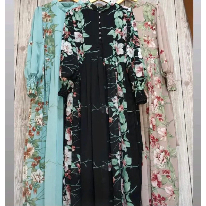 BARU LEAZA GAMIS CERUTY #motif bunga muslim dress