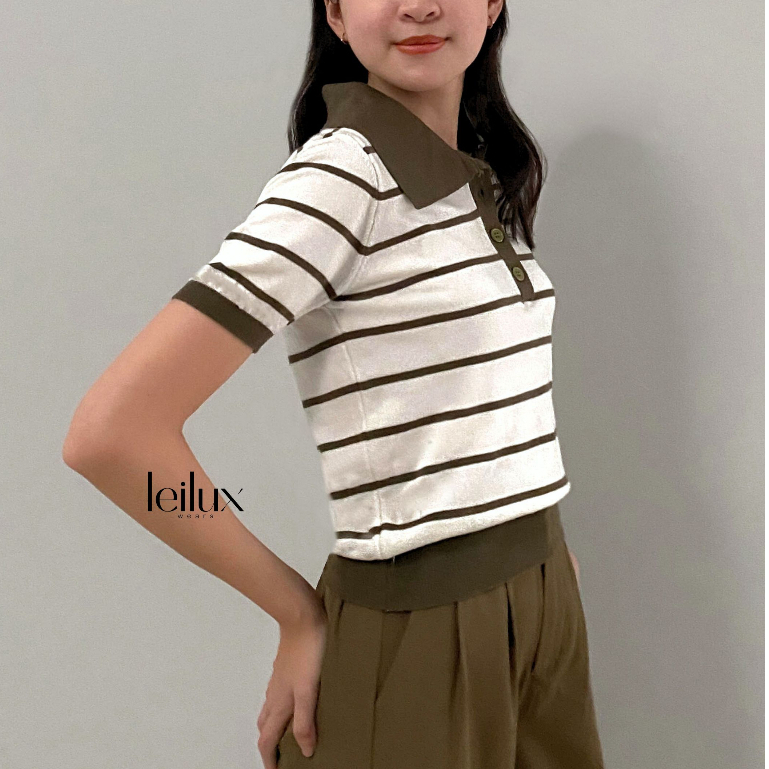 Leilux - Eve Knit Top - Atasan Berkerah Wanita Casual Wear Basic Shirt Baju Santai Kuliah