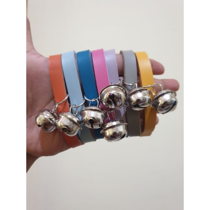 KALUNG KULIT KUCING ANJING KECIL DENGAN LONCENG BESAR 22 MM