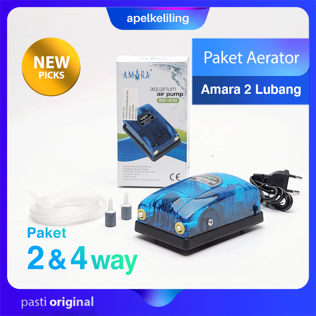 Paket Lengkap Aerator 2 Lubang AMARA BS410 Q6 Pompa Udara 2 Lubang