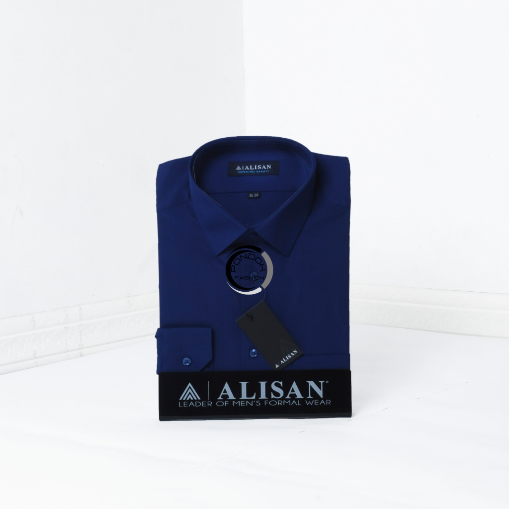 Kemeja Alisan Lengan Pendek | Polos | BIRU | Reguler Original  Kemeja Alisan 100% Original
