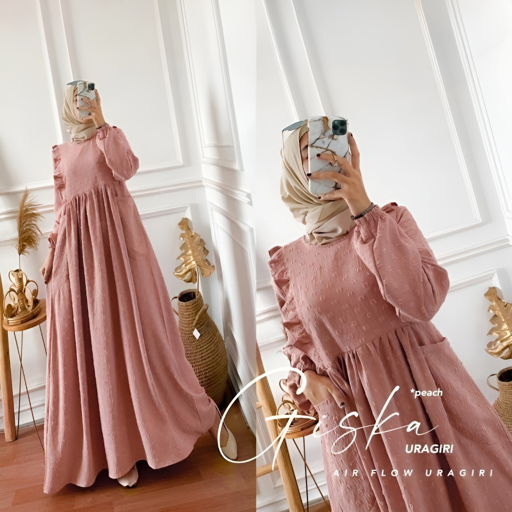 Gisca dress gamis uragiri crinkle premium jumbo terbaru 2023
