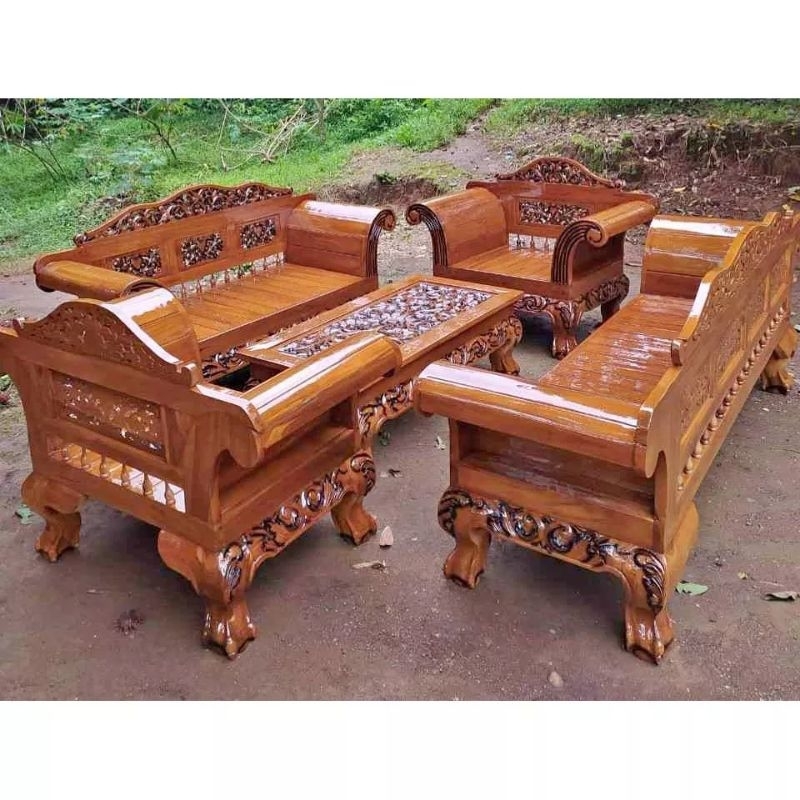 KURSI RUANG TAMU MADURA KUKU MACAN/KURSI TAMU MINIMALIS KAYU JATI