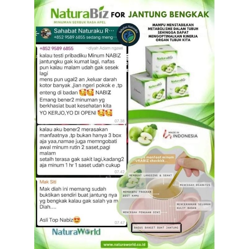 

Natura Biz 100℅ Original|Minuman Kesehatan|Minuman Pelangsing 1 Box Isi 10 Sachet