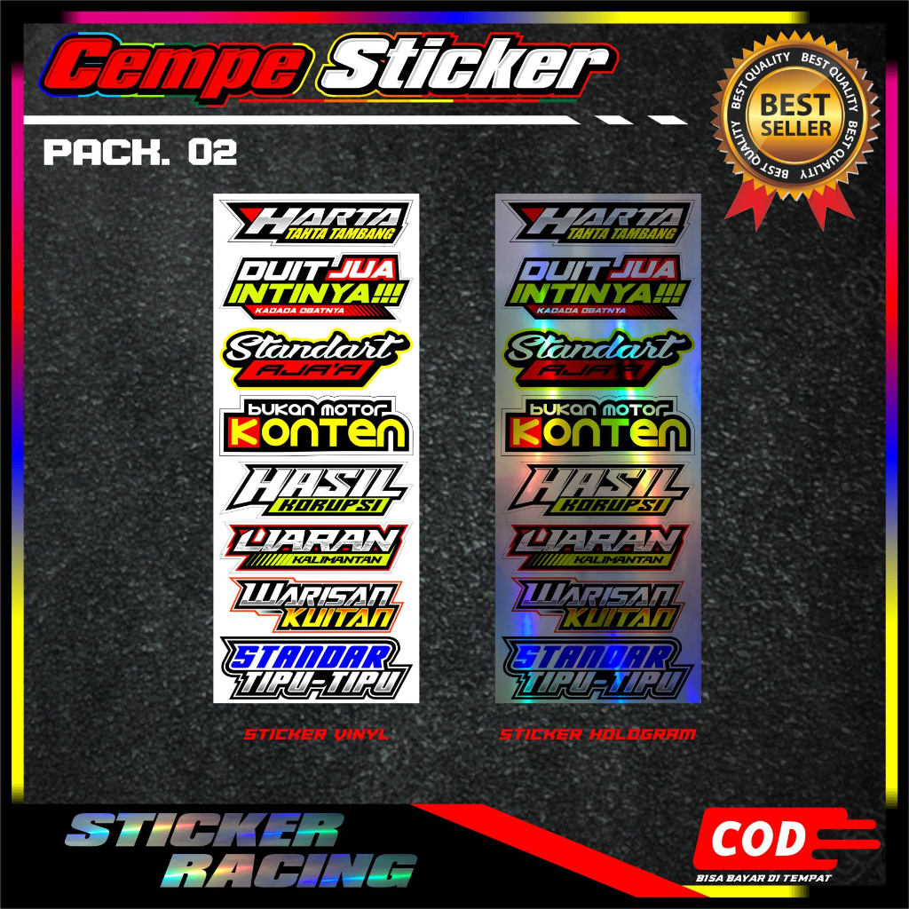 Stiker Racing Sticker Herex Stiker Kata2 Viral Sticker Murah. CM02