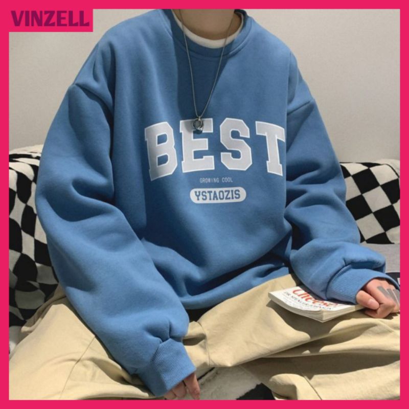 SWEATER PRIA BIG SIZE BEST KOREAN STYLE ( S-6XL) CREWNECK JUMBO DENIM MUDA UNGU TUA PURPLE SWEATSHIR