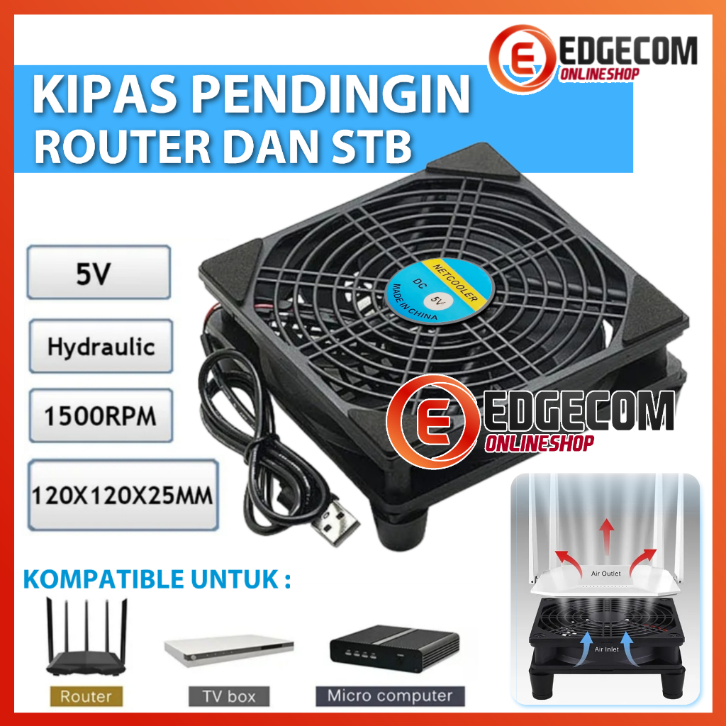 Kipas Pendingin 12x12cm  FAN DC 5V untuk WIFI ROUTER , STB , TV BOX FAN COOLER