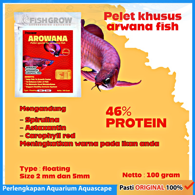 PELET PAKAN IKAN ARWANA SUPER RED GOLDEN RED 100GR
