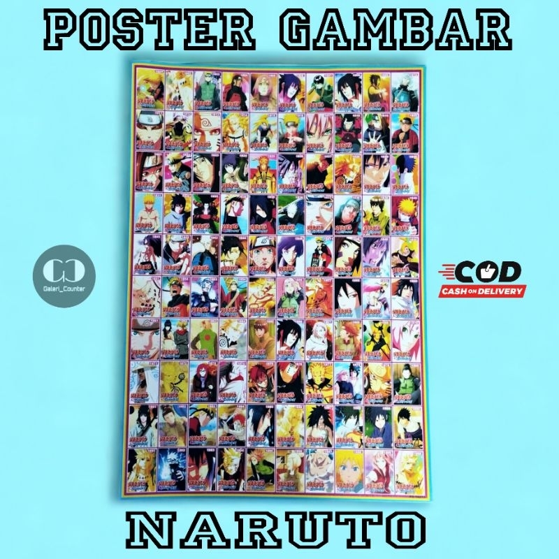 Poster Gambar Adu Gepok Naruto / Kartu Gepok / Poster Adu / Umbul (isi 100)