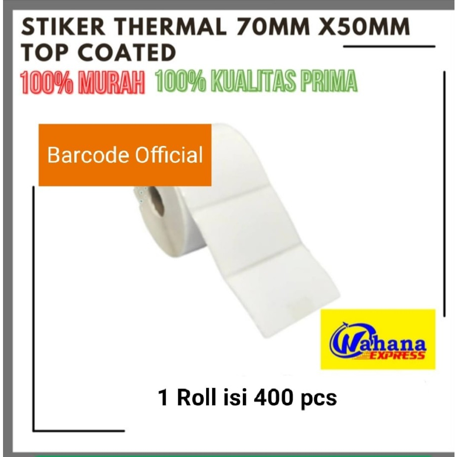 

LABEL THERMAL 70 X 50 - 70X50 MM ( 1 LINE ) ISI 400 PCS - POS PRINTER