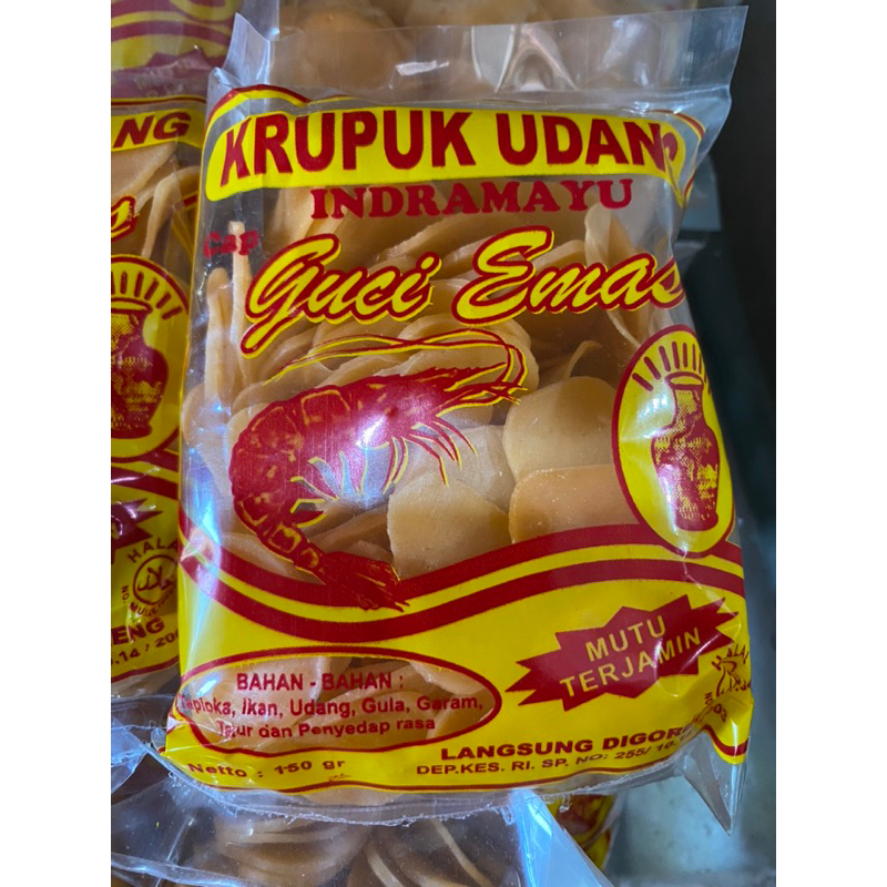 

Kerupuk mentah rasa bawang/jengkol/terasi/kakap/udang cap guci emas khas indramayu