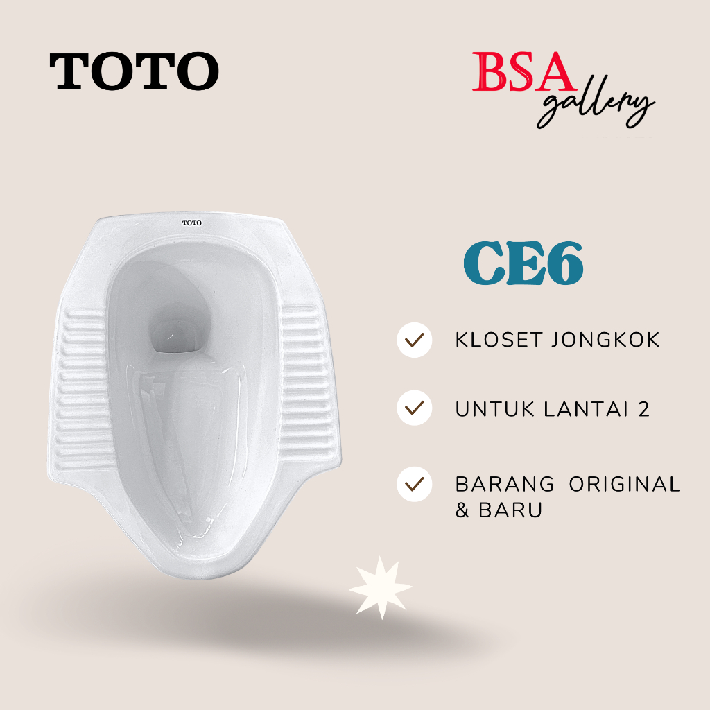 KLOSET JONGKOK TOTO CE6 PUTIH / CLOSET JONGKOK TOTO LANTAI 2 ORI TOTO