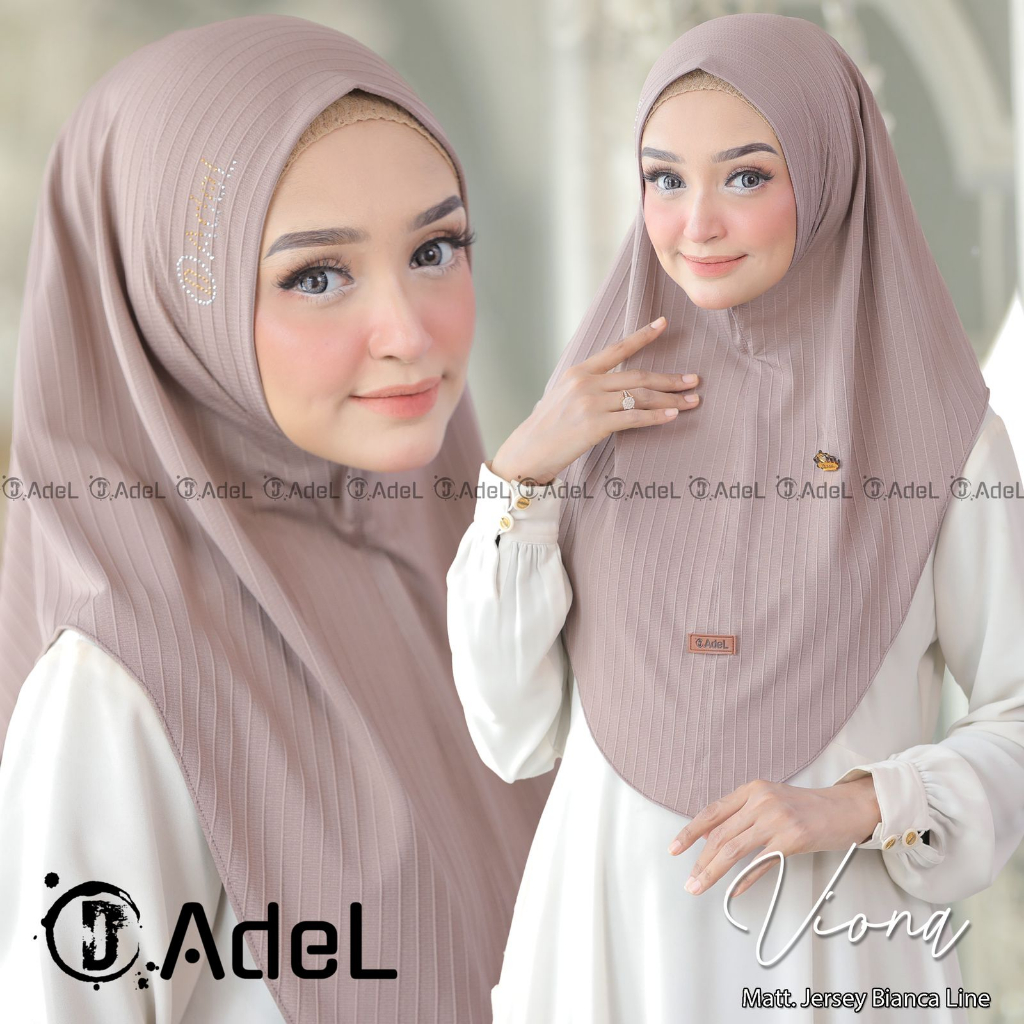 (Ori Adel 421) Bergo Instan VIONA Original ADEL Hijab ♥ Jilbab Instan Simpel Jersey Bianca Line Non 