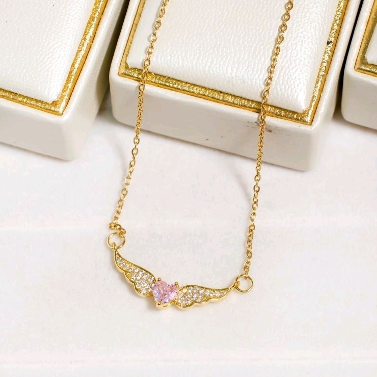 PERHIASAN KALUNG WANITA BERLAPIS EMAS 18K ASLI TITANIUM