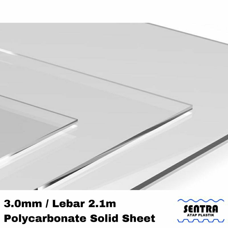 Atap Flat Solid Polycarbonate 3.0mm / Lebar 2.1m Plastik Kanopi