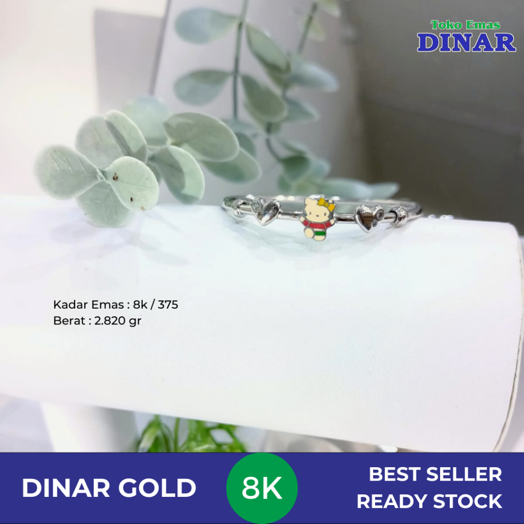 GELANG KOLONG CAT ANAK PUTIH - EMAS MUDA - KADAR 8K/375