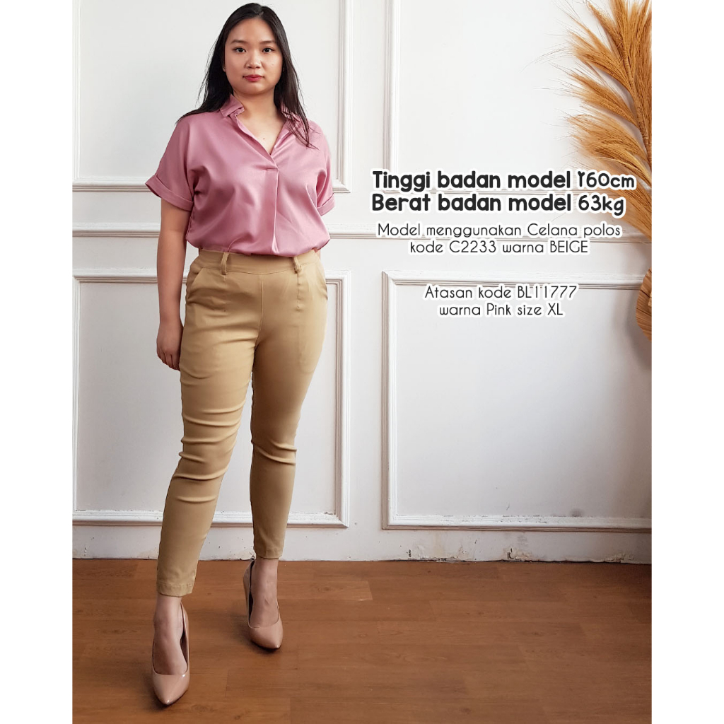 MISSOL celana wanita panjang  kerja polos bahan stretch nyaman dipakai 2233 C2233