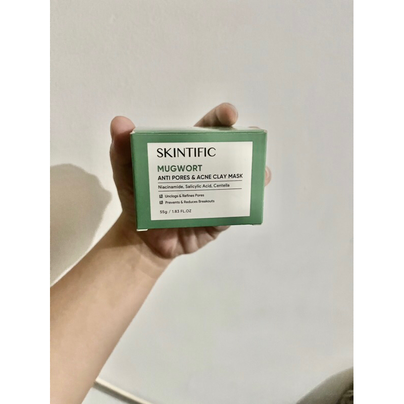 Preloved SKINTIFIC - Mugwort Mask Acne Clay Mask 55g Pore Clarifying Mud Mask Wash Off Pack Masker W