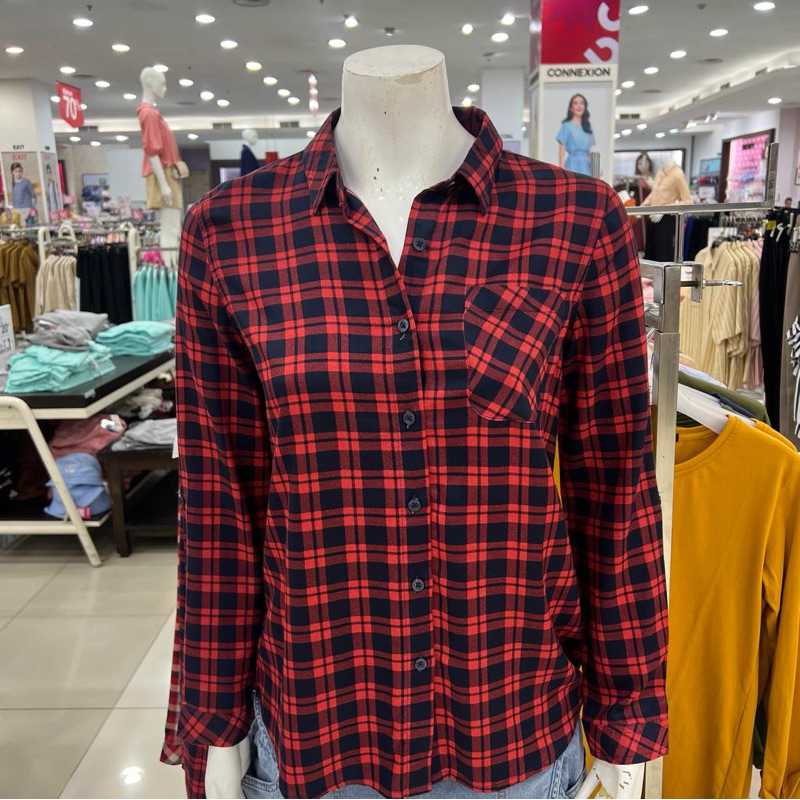 GEELA Kemeja Wanita Motif Kotak S - XXL