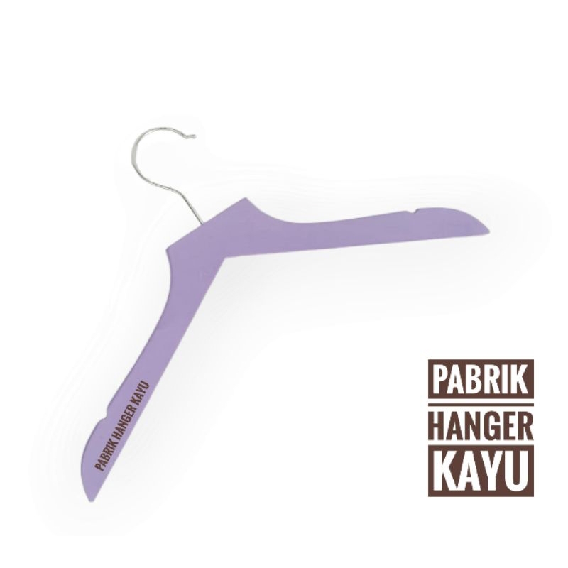 HANGER ANAK KAYU KEPALA LURUS WARNA UNGU