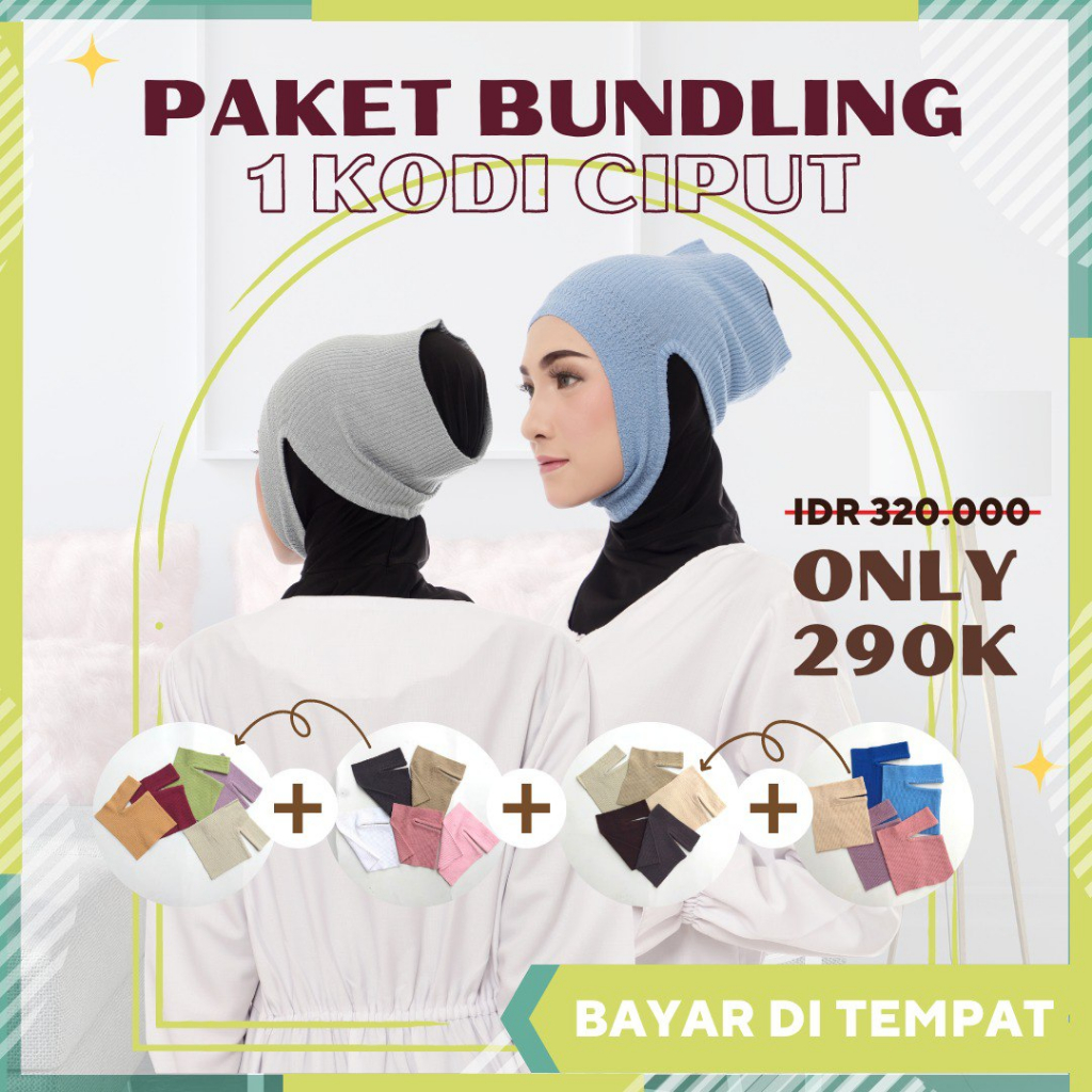Paket Hemat Bundling 1 kodi Daleman Hijab Ciput Rajut Anti Budeg Premium
