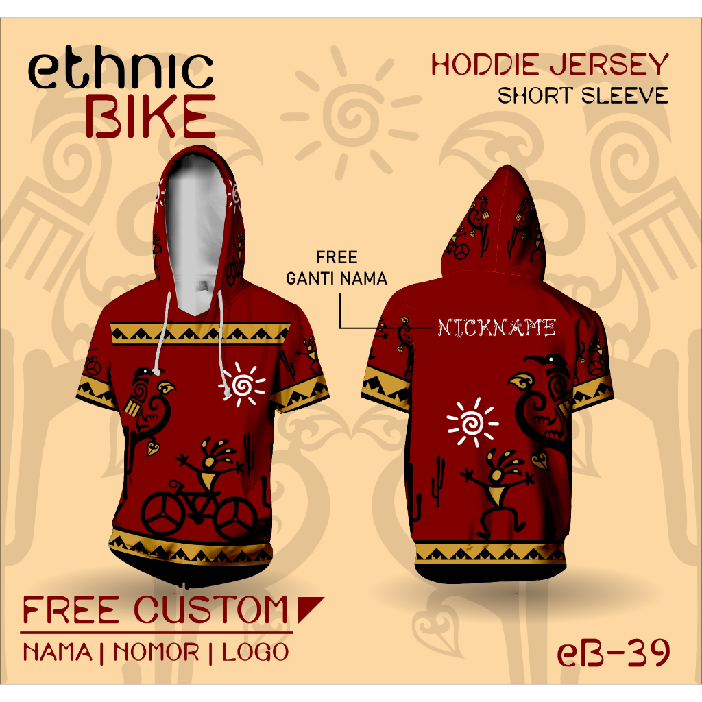 Kaos hoodie gowes ethnic bike baju kaos sepeda etnik