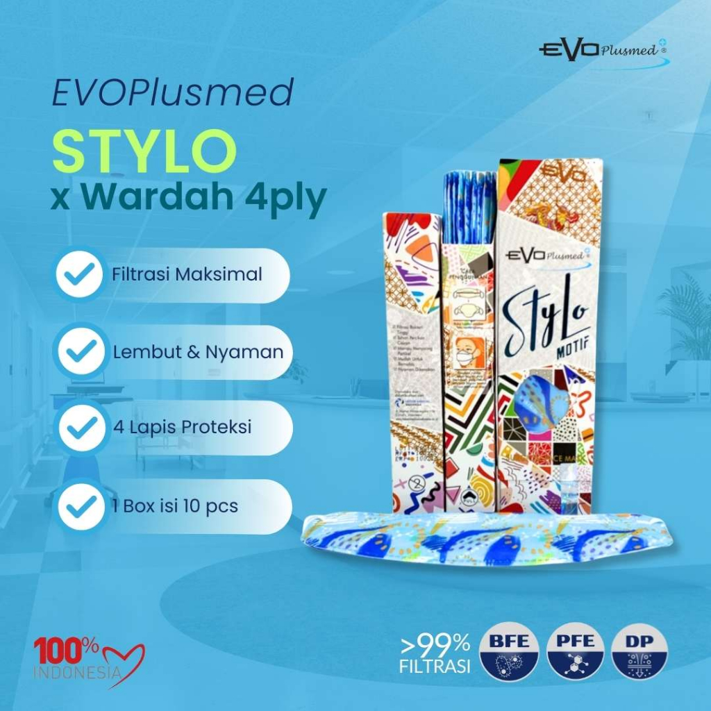 Masker medis Stylo Evoplusmed x Wardah 4ply