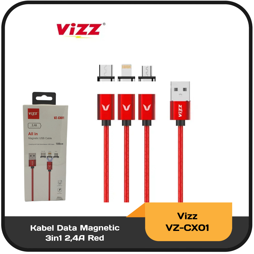 Kabel Data Magnetic 3in1 2,4A Vizz VZ-CX01 100cm