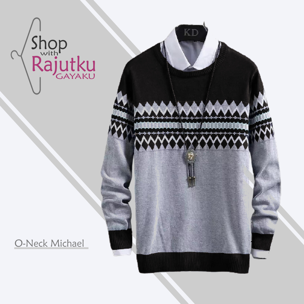Sweater Rajut Pria Lengan Panjang Michael Sweter Rajut Cowok Korean Style Premium Quality
